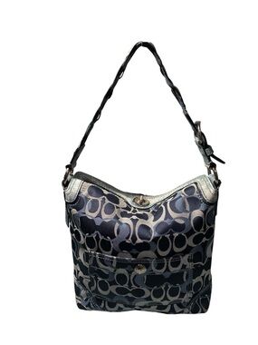 Coach Chelsea Optic Signature Blue & Silver Hobo Bag 10990